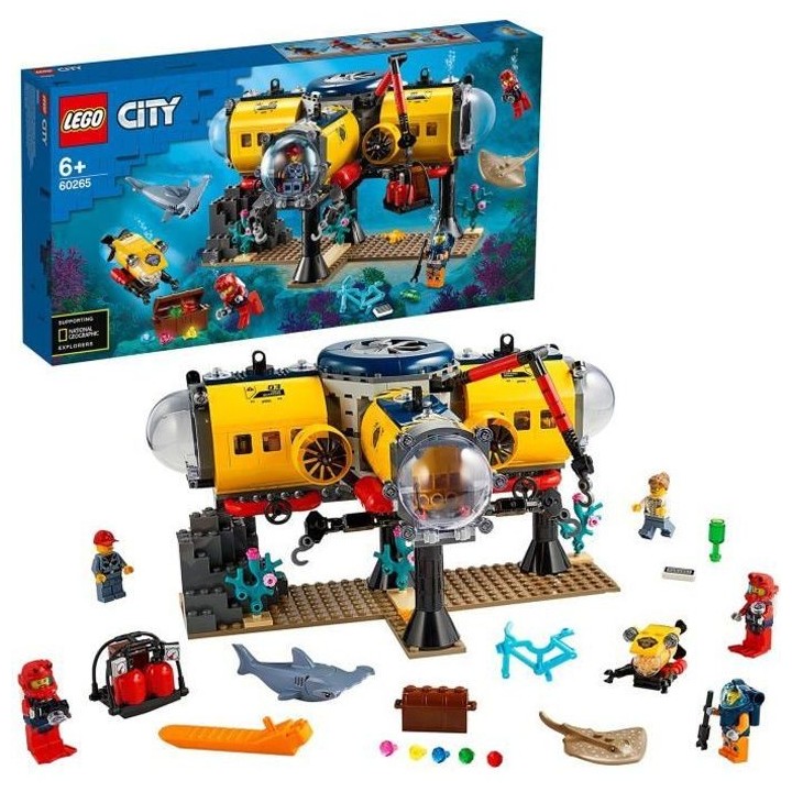 LEGO City 60265 La Base d'Exploration Océanique, Jouet Sous Marin, Ma