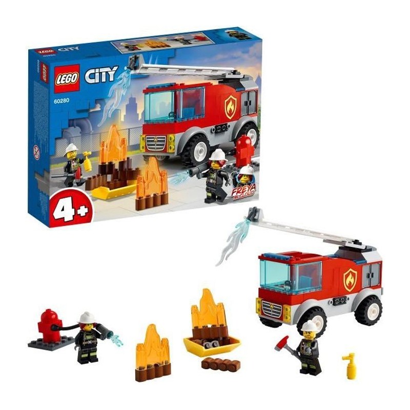 LEGO City 60280 Le Camion des Pompiers avec Échelle, Jouet Éducatif, Minifigurine, Véhicule