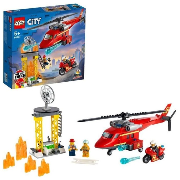 LEGO City 60281 L'Hélicoptere de Secours des Pompiers, Jouet, Minifig