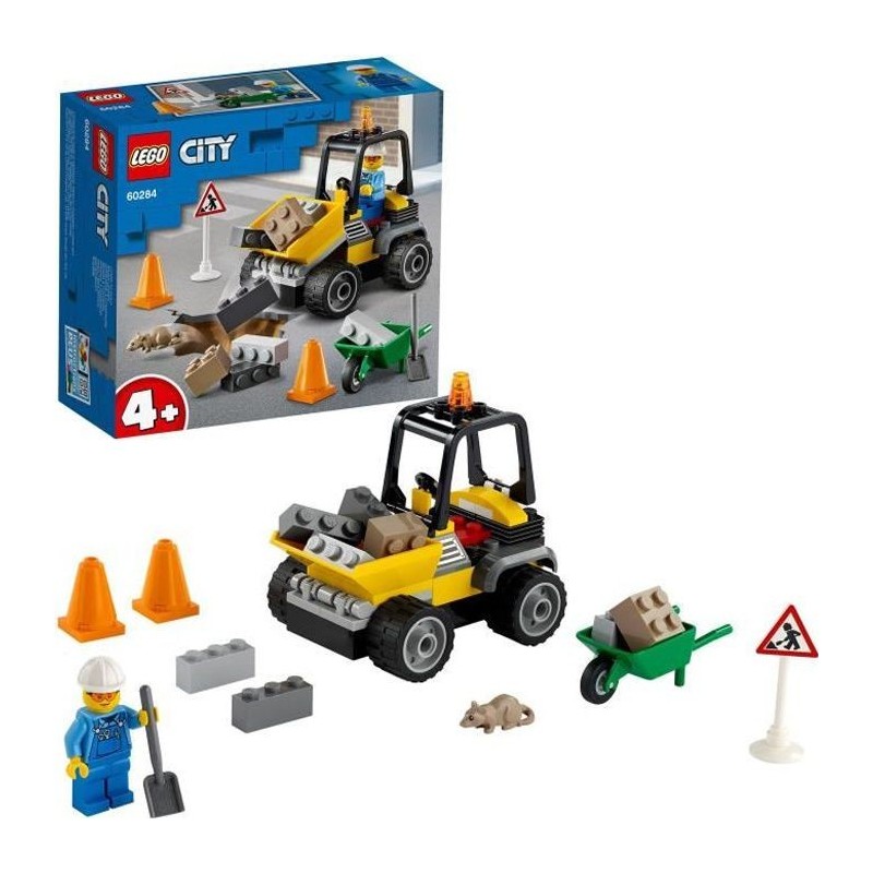 LEGO City 60284 Le Camion de Chantier, Jouet, Engin de Chantier, Chargeur Frontal, Brouette