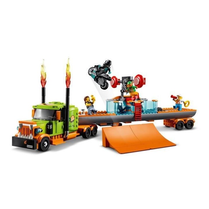 LEGO 60294 City Stuntz Le Camion de Spectacle des Cascadeurs, Moto a R
