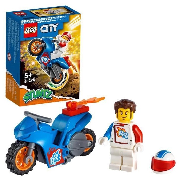 LEGO 60298 City Stuntz La Moto de Cascade Fusée, Moto a Rétrofrictio