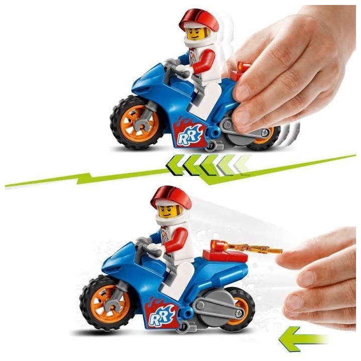 LEGO 60298 City Stuntz La Moto de Cascade Fusée, Moto a Rétrofrictio