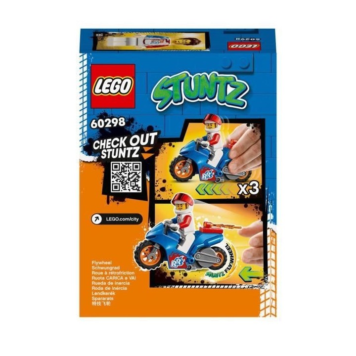 LEGO 60298 City Stuntz La Moto de Cascade Fusée, Moto a Rétrofrictio