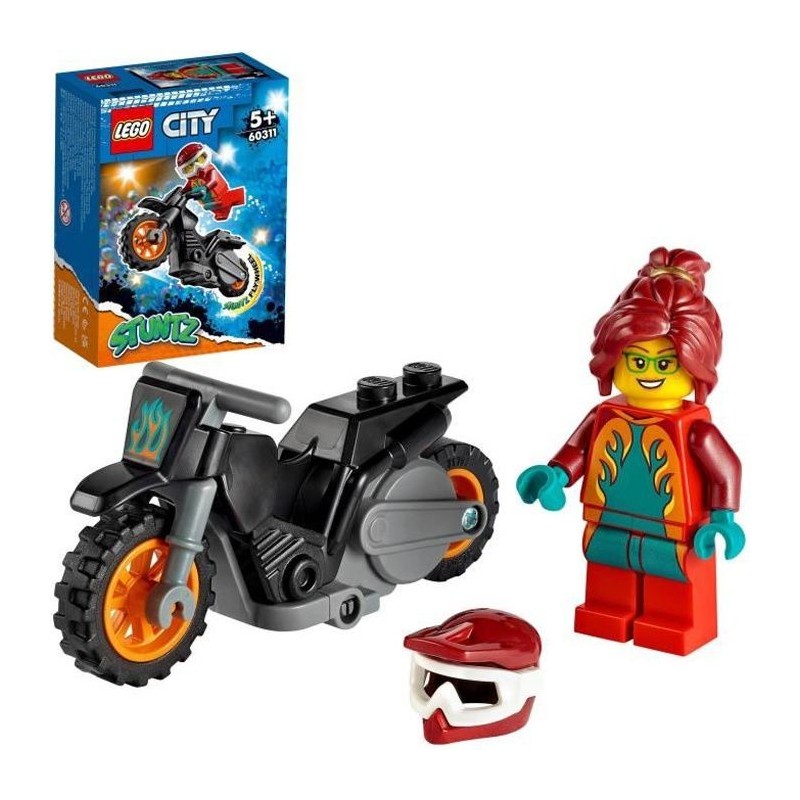 LEGO 60311 City Stuntz La Moto De Cascade De Feu a Rétrofriction Avec Minifigure Cascadeur, Jouet Pour Enfants Des 5 Ans