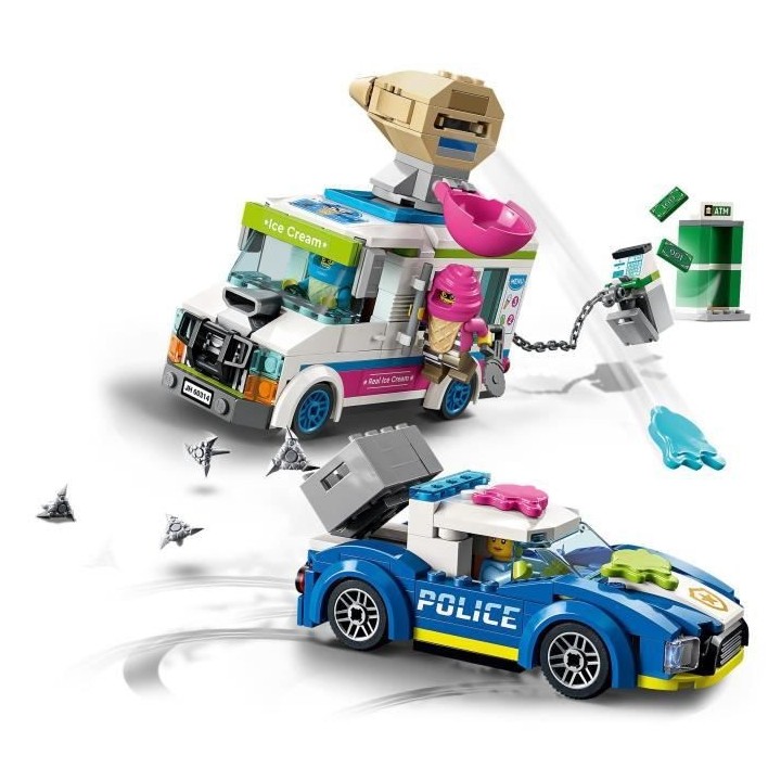 LEGO 60314 City La Course-Poursuite du Camion de Glaces, Jouet Voiture