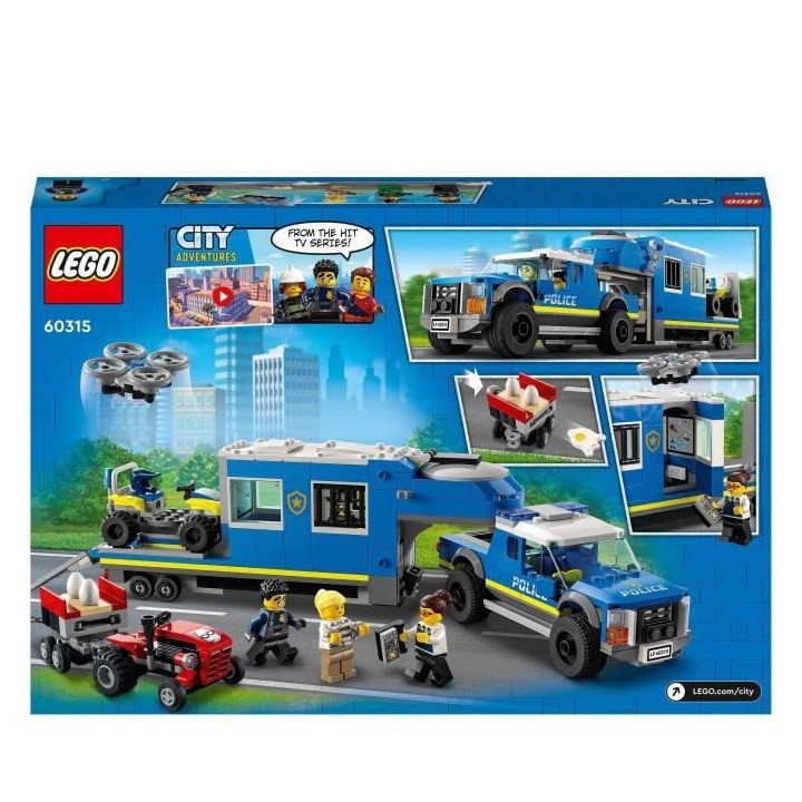 LEGO 60315 City Le Camion de Commandement Mobile de La Police, Jouet A