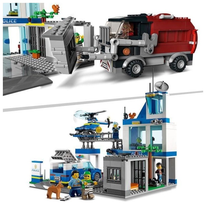 LEGO City 60316 Le Commissariat de Police, Jouet Hélicoptere, Voiture