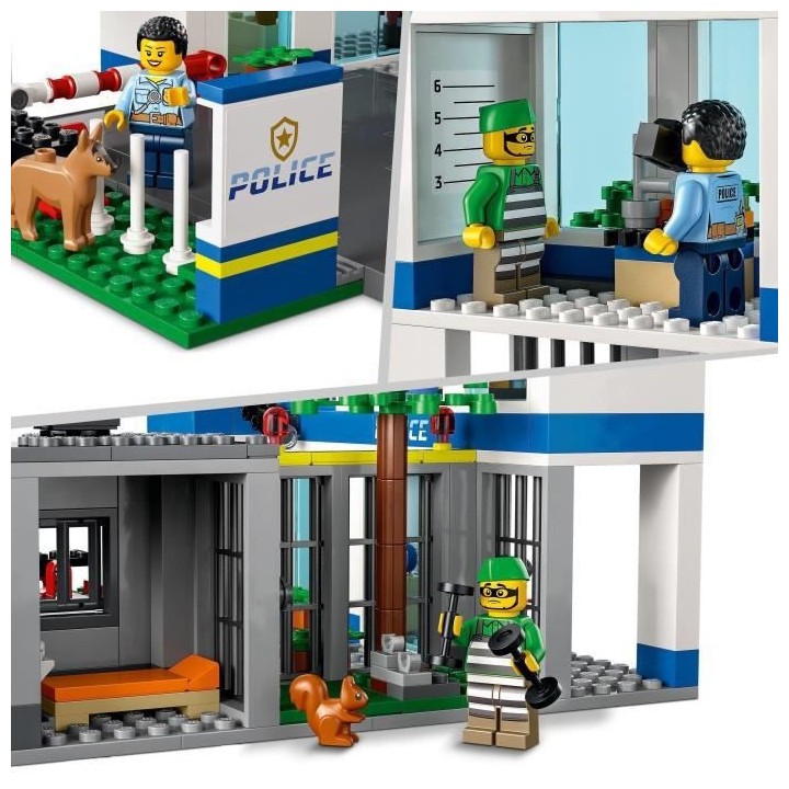 LEGO City 60316 Le Commissariat de Police, Jouet Hélicoptere, Voiture