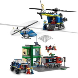 LEGO 60317 City La Course-Poursuite de La Police a La Banque, Jouets Drone et 2 Camions pour Enfants +7 ans, Sets d'Aventures