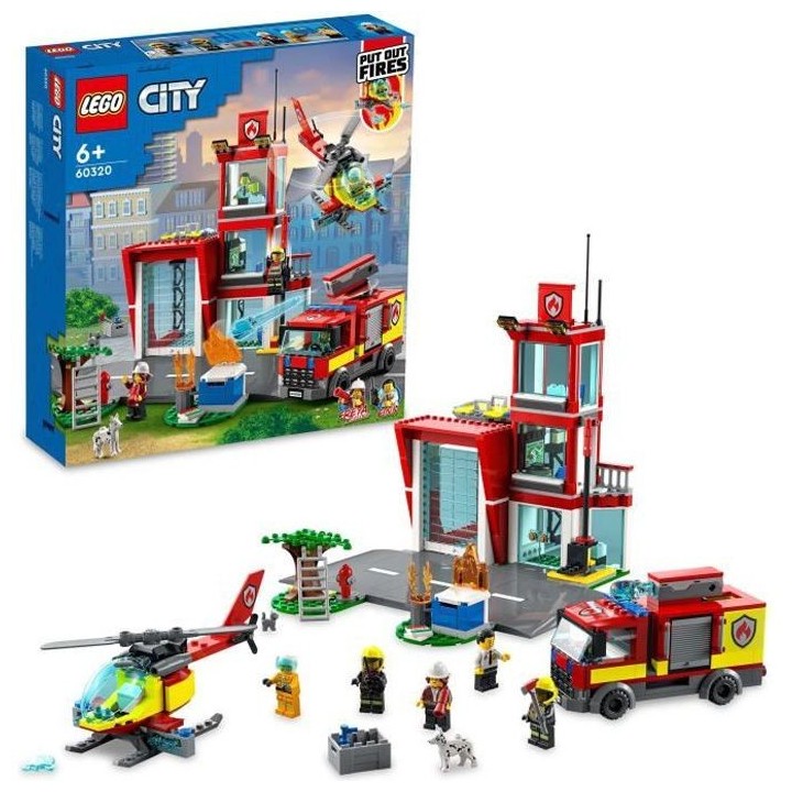 LEGO 60320 City Fire La Caserne Des Pompiers, Set avec Garage, Jouet C