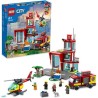 LEGO 60320 City Fire La Caserne Des Pompiers, Set avec Garage, Jouet Camion et Hélicoptere pour les Enfants des 6 ans