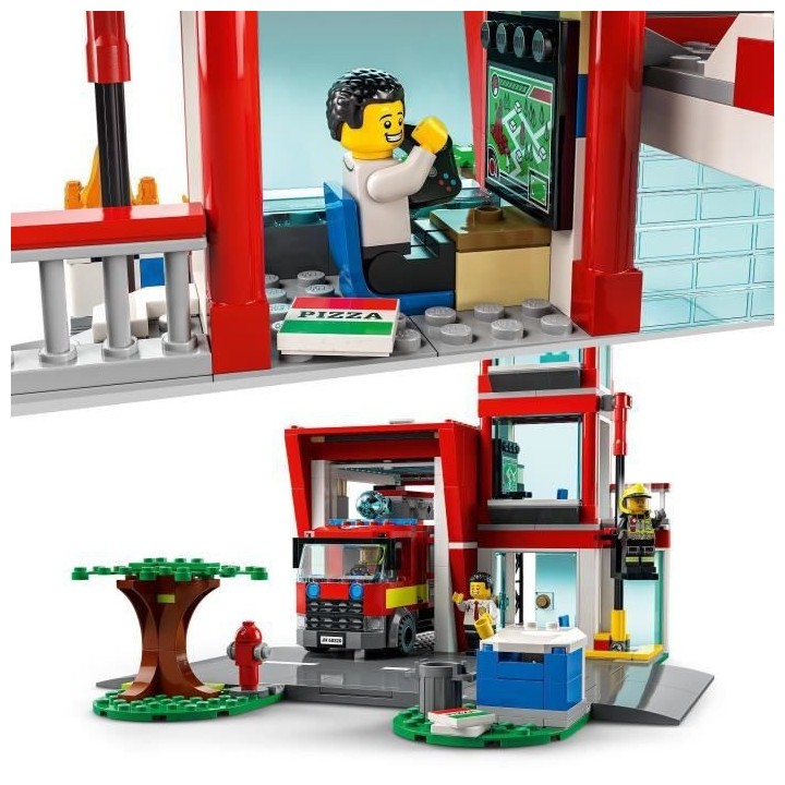LEGO 60320 City Fire La Caserne Des Pompiers, Set avec Garage, Jouet C