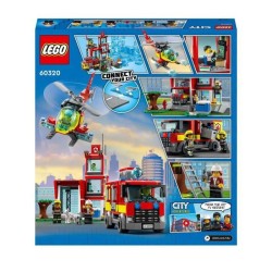 LEGO 60320 City Fire La Caserne Des Pompiers, Set avec Garage, Jouet Camion et Hélicoptere pour les Enfants des 6 ans