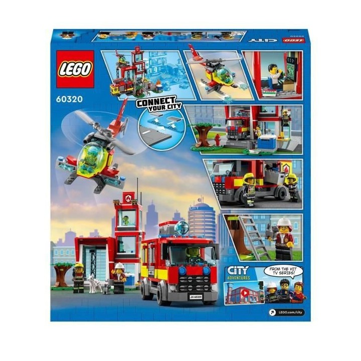 LEGO 60320 City Fire La Caserne Des Pompiers, Set avec Garage, Jouet C