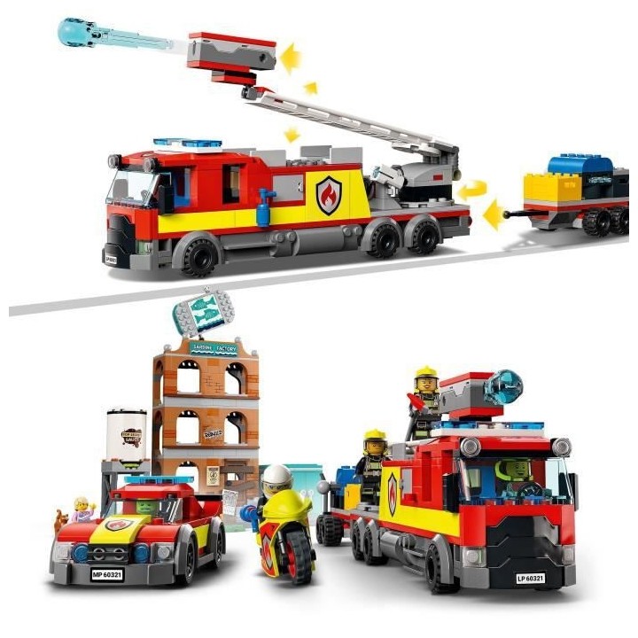 LEGO 60321 City Fire La Brigade Pompiers Set de Construction avec Flam