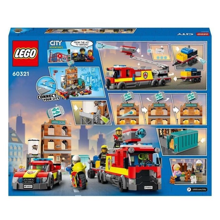 LEGO 60321 City Fire La Brigade Pompiers Set de Construction avec Flam
