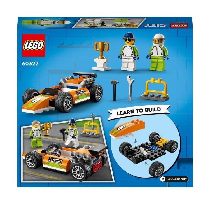 LEGO 60322 City Great Vehicles La Voiture de Course, Jouets Créatifs