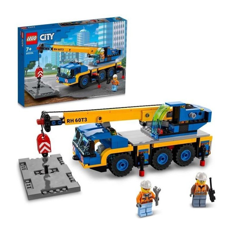 LEGO 60324 City Great Vehicles La Grue Mobile Set de Véhicules de Construction, Camion Jouet pour Filles et Garçons des 7 ans