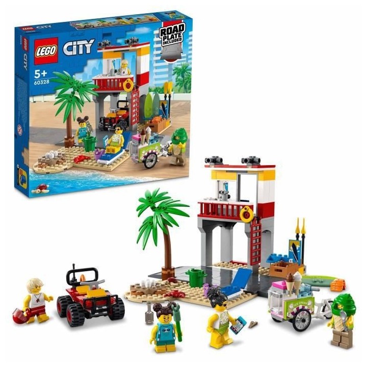 LEGO 60328 City Le Poste De Secours sur La Plage, Jouet de Constructio