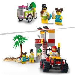 LEGO 60328 City Le Poste De Secours sur La Plage, Jouet de Construction, Quad et Plaque Route, Cadeau pour Enfants +5 Ans