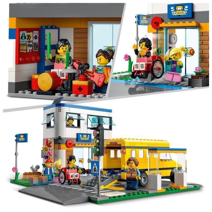 LEGO 60329 City Une Journée d'École, Jouet de Construction Bus, 2 Cl