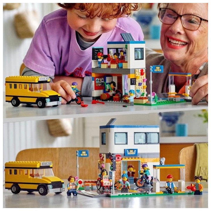 LEGO 60329 City Une Journée d'École, Jouet de Construction Bus, 2 Cl