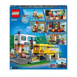 LEGO 60329 City Une Journée d'École, Jouet de Construction Bus, 2 Classes et Plaques de Route, Set pour Enfants +6 Ans