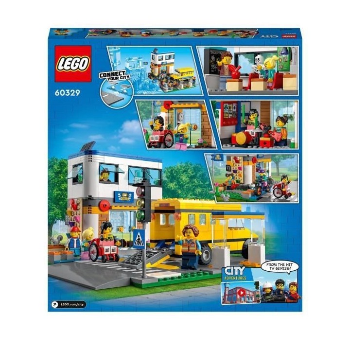 LEGO 60329 City Une Journée d'École, Jouet de Construction Bus, 2 Cl