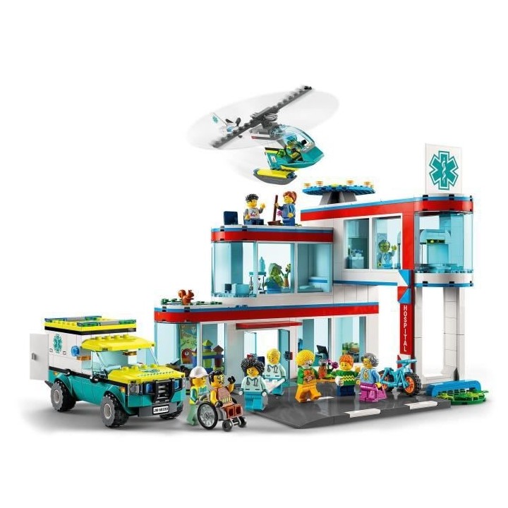 LEGO 60330 City L'Hôpital, Set de Construction, Jouet Camion d'Ambula