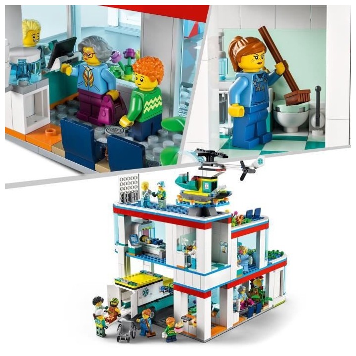 LEGO 60330 City L'Hôpital, Set de Construction, Jouet Camion d'Ambula
