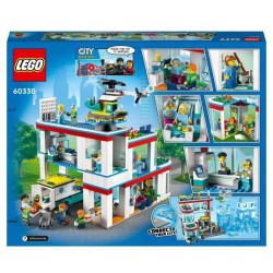 LEGO 60330 City L'Hôpital, Set de Construction, Jouet Camion d'Ambulance, Hélicoptere et 12 Minifigures pour Enfants +7 ans