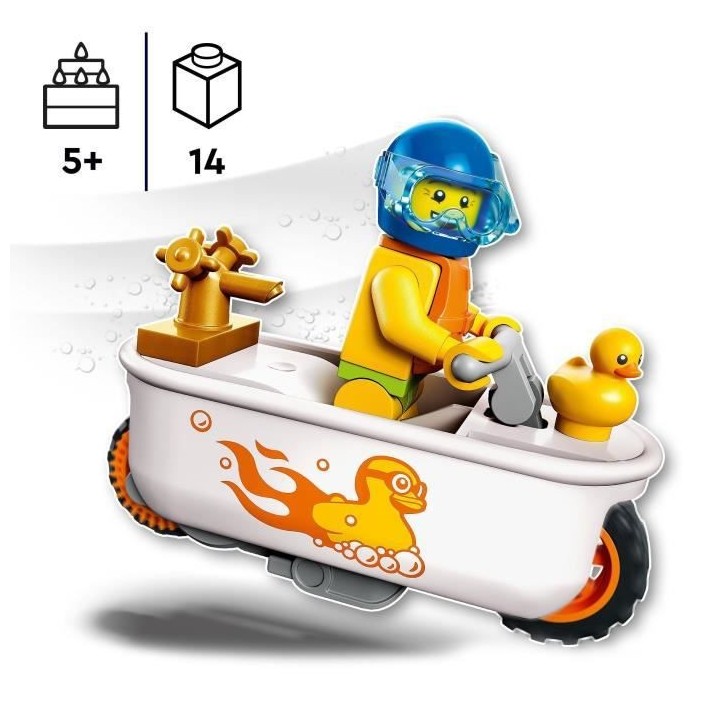LEGO 60333 City Stuntz La Moto de Cascade Baignoire, Jouet avec Minifi