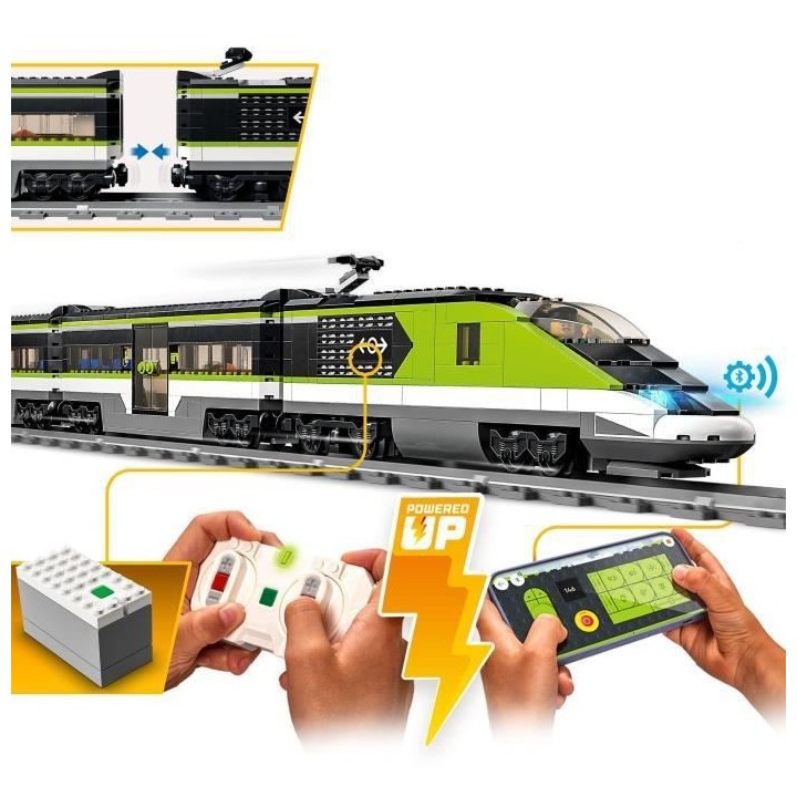 LEGO 60337 City Le Train de Voyageurs Express, Jouet de Locomotive Té