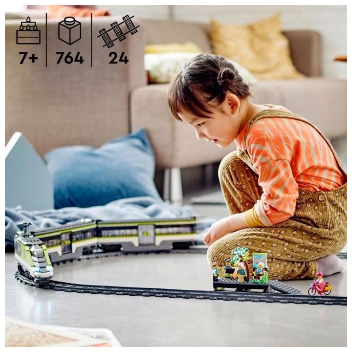 LEGO 60337 City Le Train de Voyageurs Express, Jouet de Locomotive Té