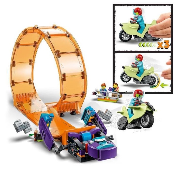 LEGO 60338 City Stuntz Le Looping du Chimpanzé Cogneur, Jouet de Moto