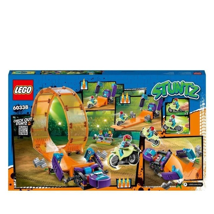 LEGO 60338 City Stuntz Le Looping du Chimpanzé Cogneur, Jouet de Moto