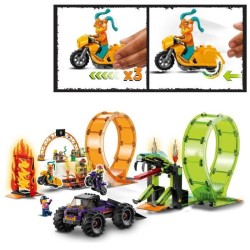 LEGO 60339 City Stuntz L'Arene de Cascade avec Double Looping, Monster Truck avec Rampe et Minifigurines de Cascadeur, des 7 ans