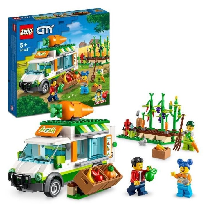 LEGO City 60345 Le Camion de Marché des Fermiers, Jouet de la Ferme,