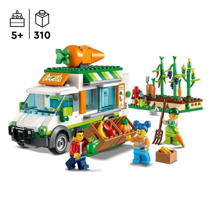 LEGO City 60345 Le Camion de Marché des Fermiers, Jouet de la Ferme,