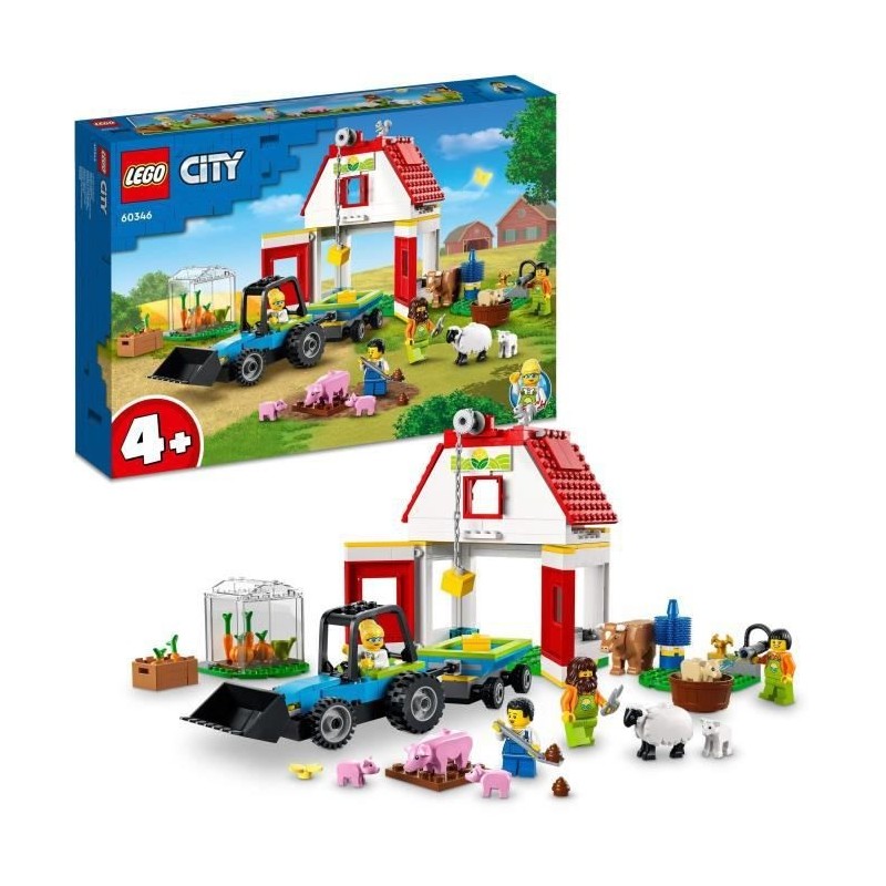 LEGO City 60346 La Grange et les Animaux de la Ferme avec Figurines de Moutons et Vaches