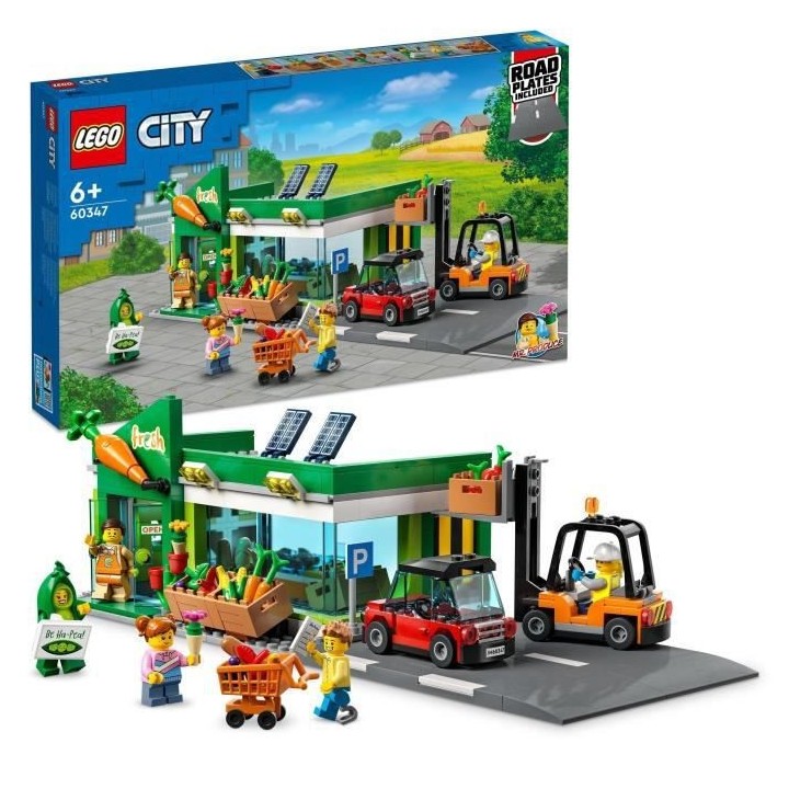 LEGO City 60347 L'Épicerie, Boutique, Chariot Élévateur et Plaques