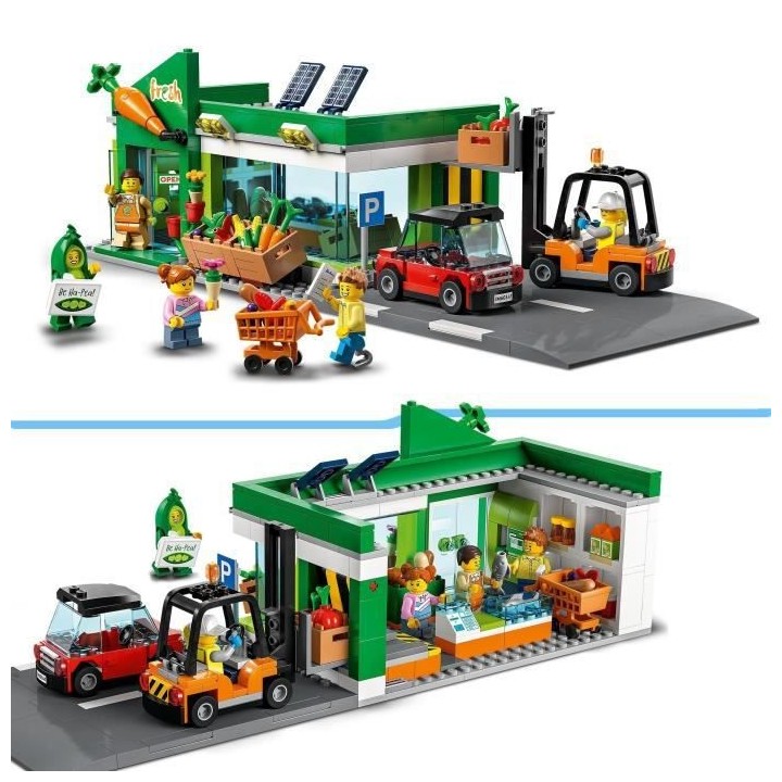 LEGO City 60347 L'Épicerie, Boutique, Chariot Élévateur et Plaques