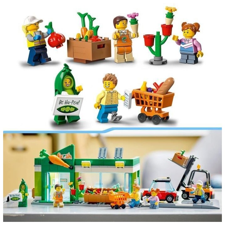 LEGO City 60347 L'Épicerie, Boutique, Chariot Élévateur et Plaques