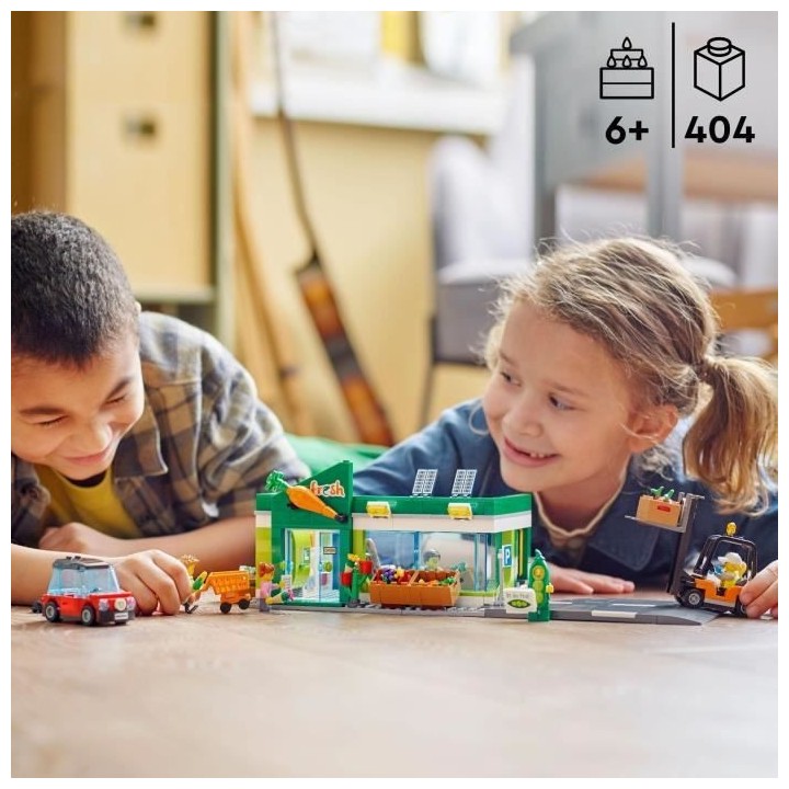 LEGO City 60347 L'Épicerie, Boutique, Chariot Élévateur et Plaques