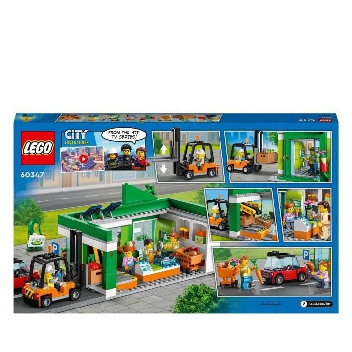LEGO City 60347 L'Épicerie, Boutique, Chariot Élévateur et Plaques