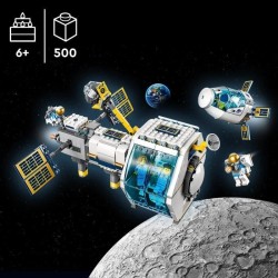 LEGO 60349 City La Station Spatiale Lunaire, Ensemble Inspiré de la NASA, 5 Astronautes, Capsule d'Amarrage et Laboratoires