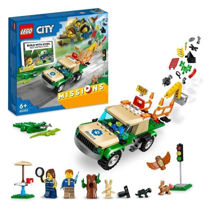 LEGO City 60353 Missions de Sauvetage des Animaux Sauvages, Jouet de C