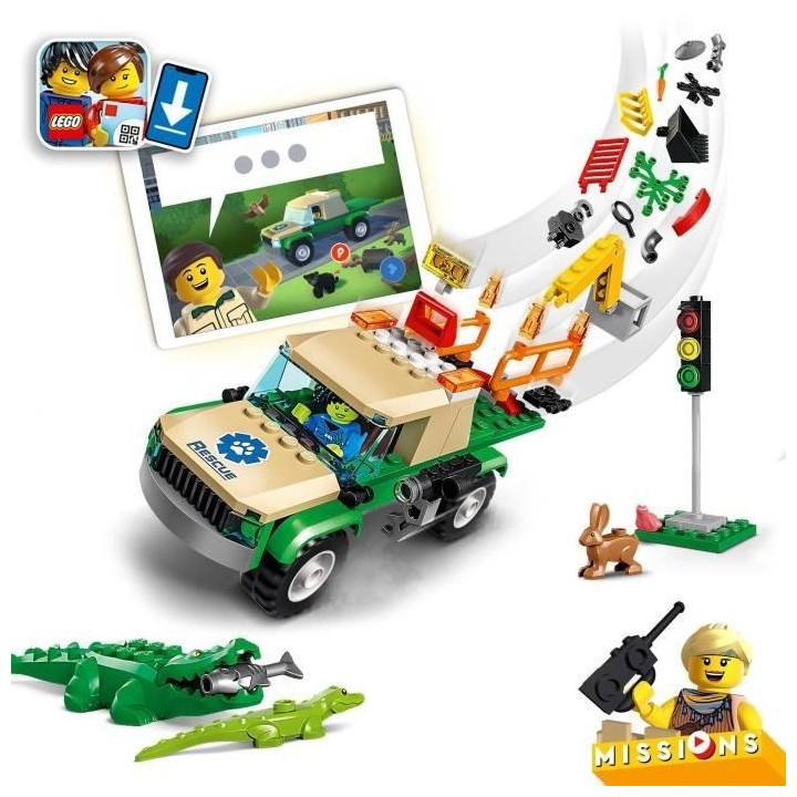 LEGO City 60353 Missions de Sauvetage des Animaux Sauvages, Jouet de C