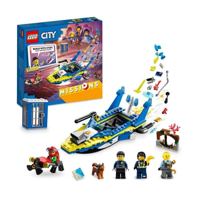 LEGO City 60355 Missions des Détectives de la Police sur l'Eau, Jouet Interactif avec Bateau